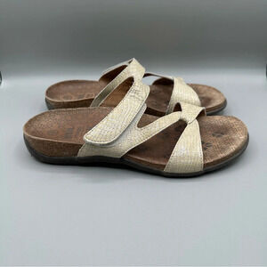 Dr Weil Slide Sandals Womens Size 8M White Leather Orthotic Lightweight Slip Ons